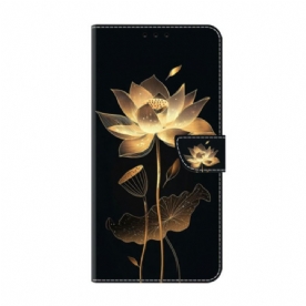 Leren Hoesje Voor Xiaomi Redmi Note 15 5g Gouden Lotus
