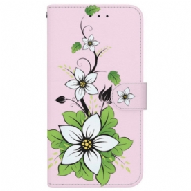 Leren Hoesje Voor Xiaomi Redmi Note 15 5g Leliepatroon