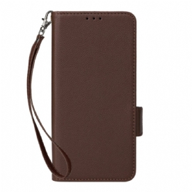 Leren Hoesje Voor Xiaomi Redmi Note 15 5g Lychee-textuur Met Bandje