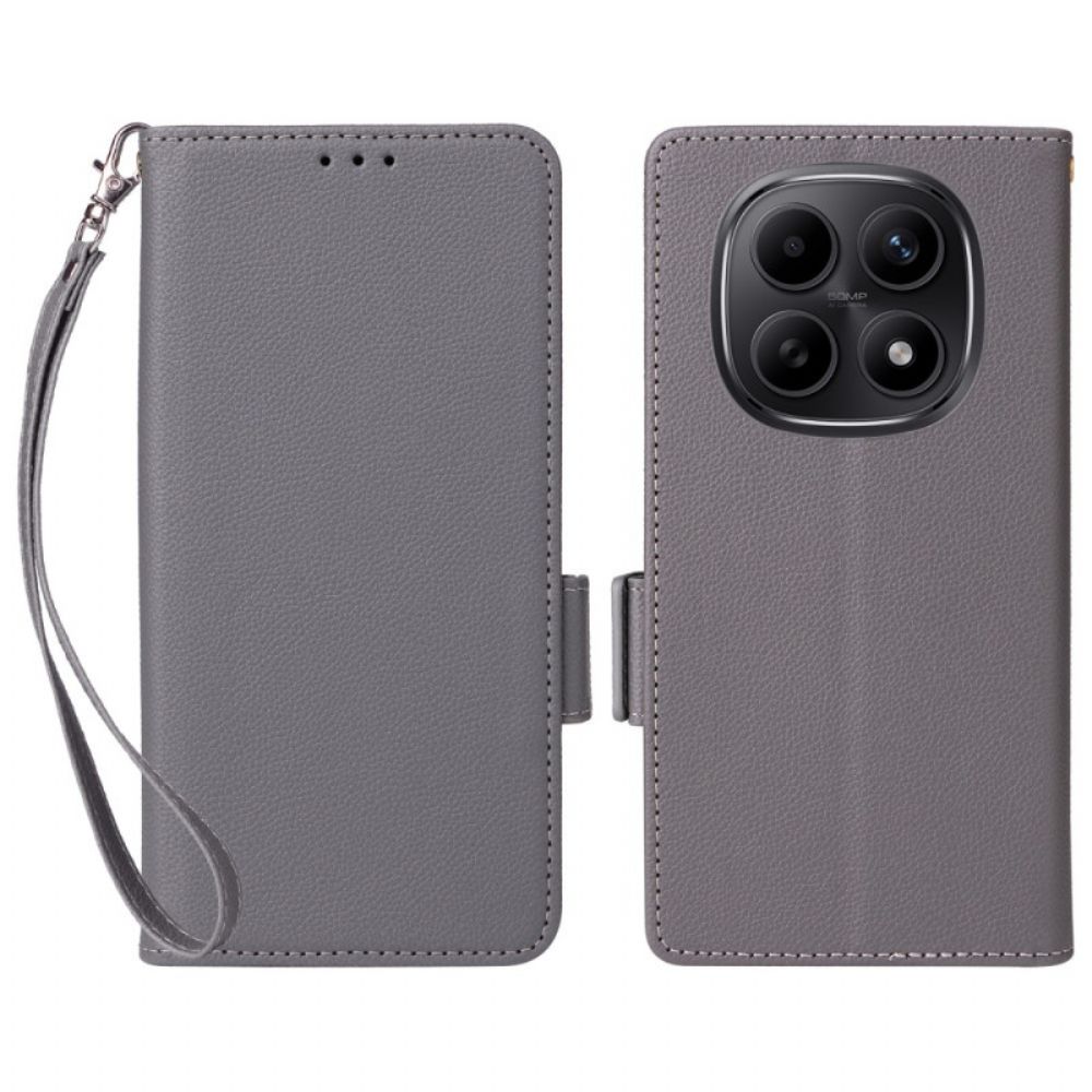 Leren Hoesje Voor Xiaomi Redmi Note 15 5g Lychee-textuur Met Bandje