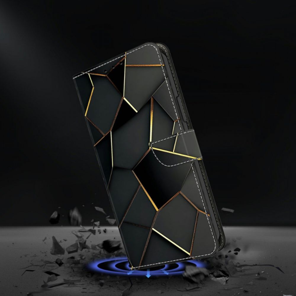 Leren Hoesje Voor Xiaomi Redmi Note 15 5g Zwart-gouden Patroon