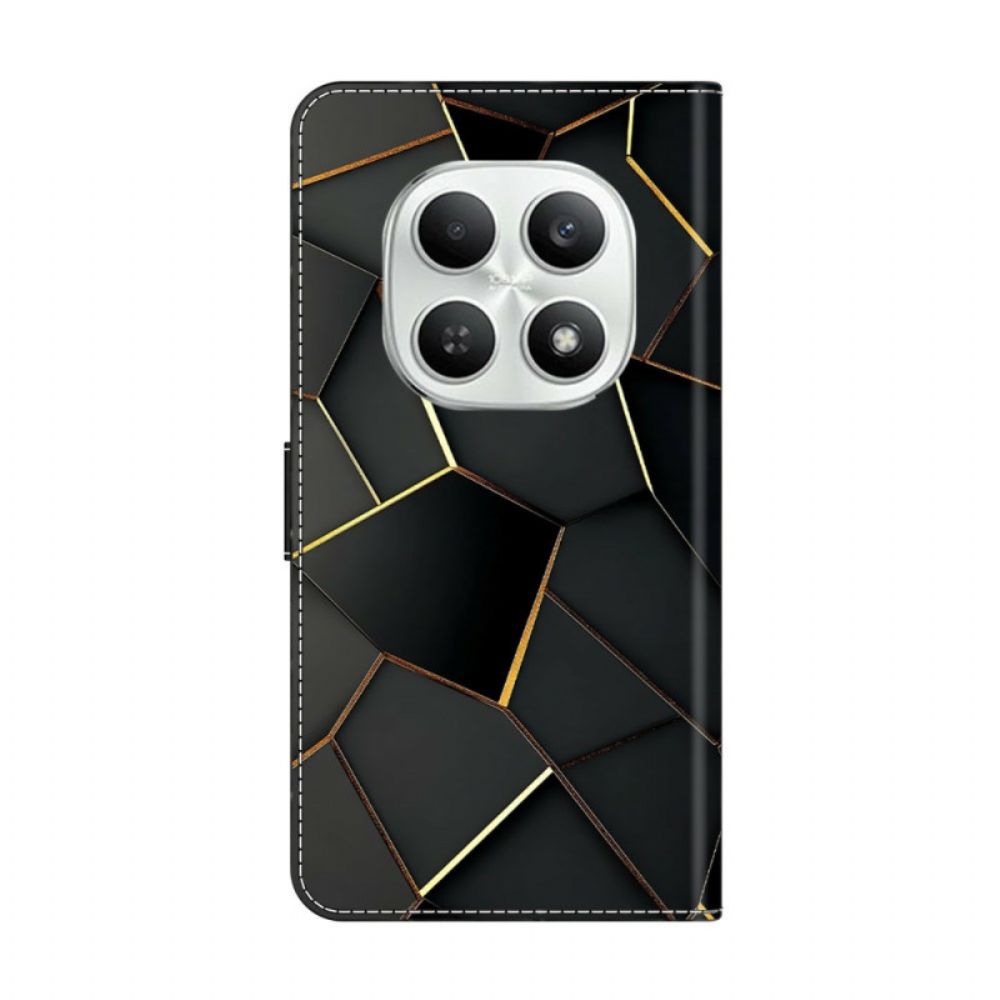 Leren Hoesje Voor Xiaomi Redmi Note 15 5g Zwart-gouden Patroon