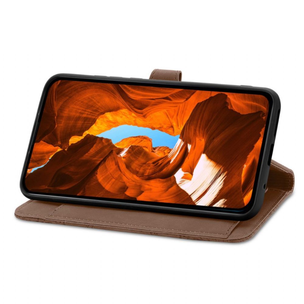 Leren Hoesje Xiaomi Redmi Note 15 5g Bloemenkanten Bandje