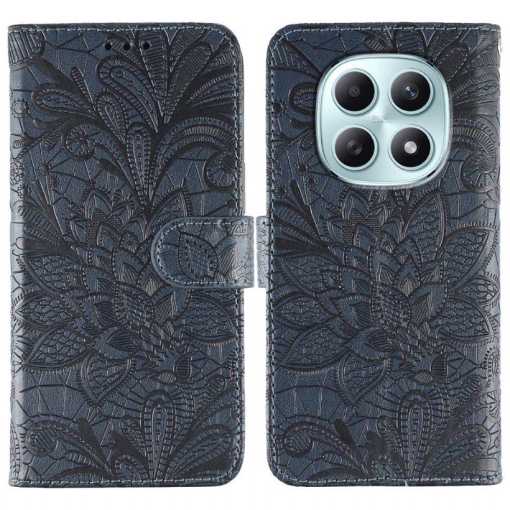Leren Hoesje Xiaomi Redmi Note 15 5g Bloemenkantpatroon