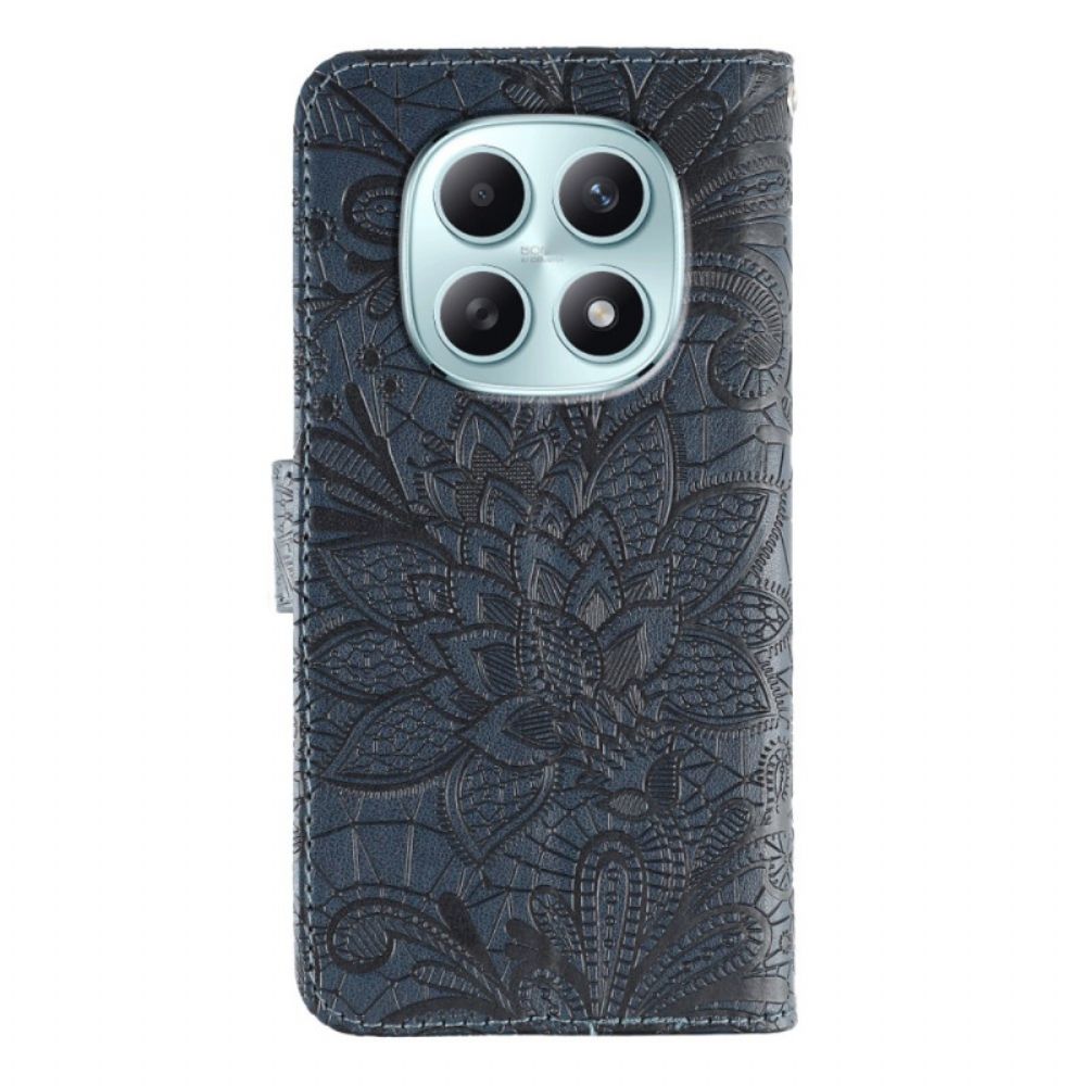 Leren Hoesje Xiaomi Redmi Note 15 5g Bloemenkantpatroon