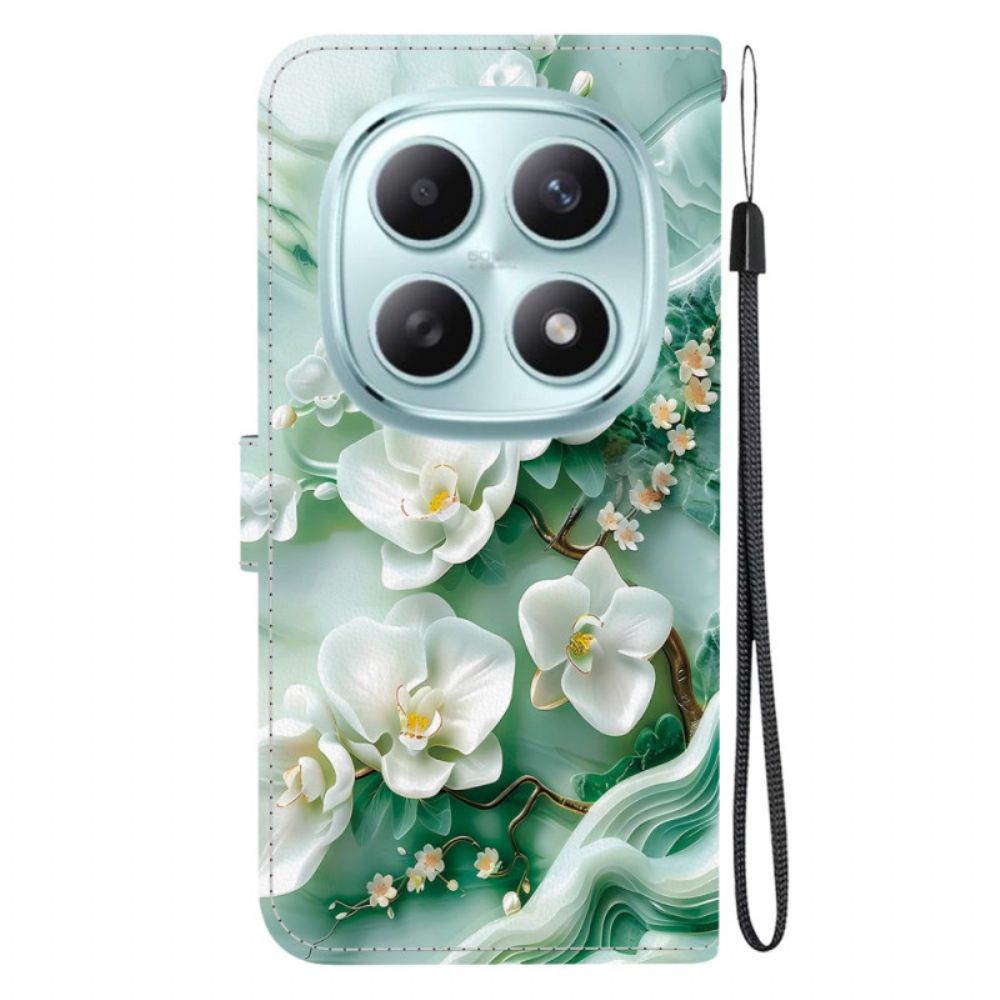 Leren Hoesje Xiaomi Redmi Note 15 5g Jadebloemen Bescherming Hoesje