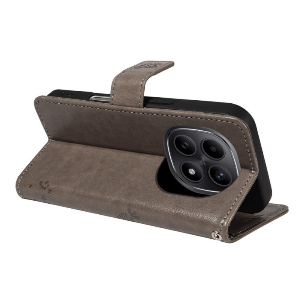 Leren Hoesje Xiaomi Redmi Note 15 5g Kat En Boompatroon Bescherming Hoesje