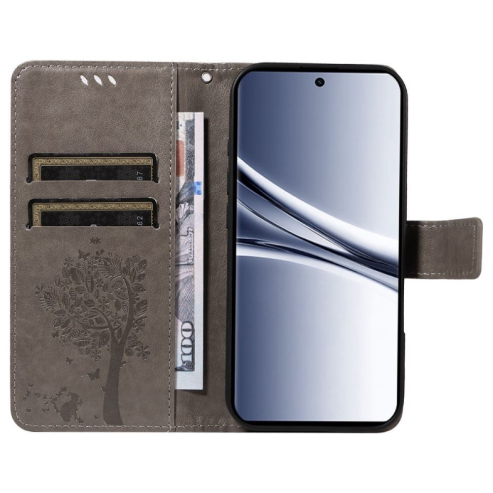 Leren Hoesje Xiaomi Redmi Note 15 5g Kat En Boompatroon Bescherming Hoesje