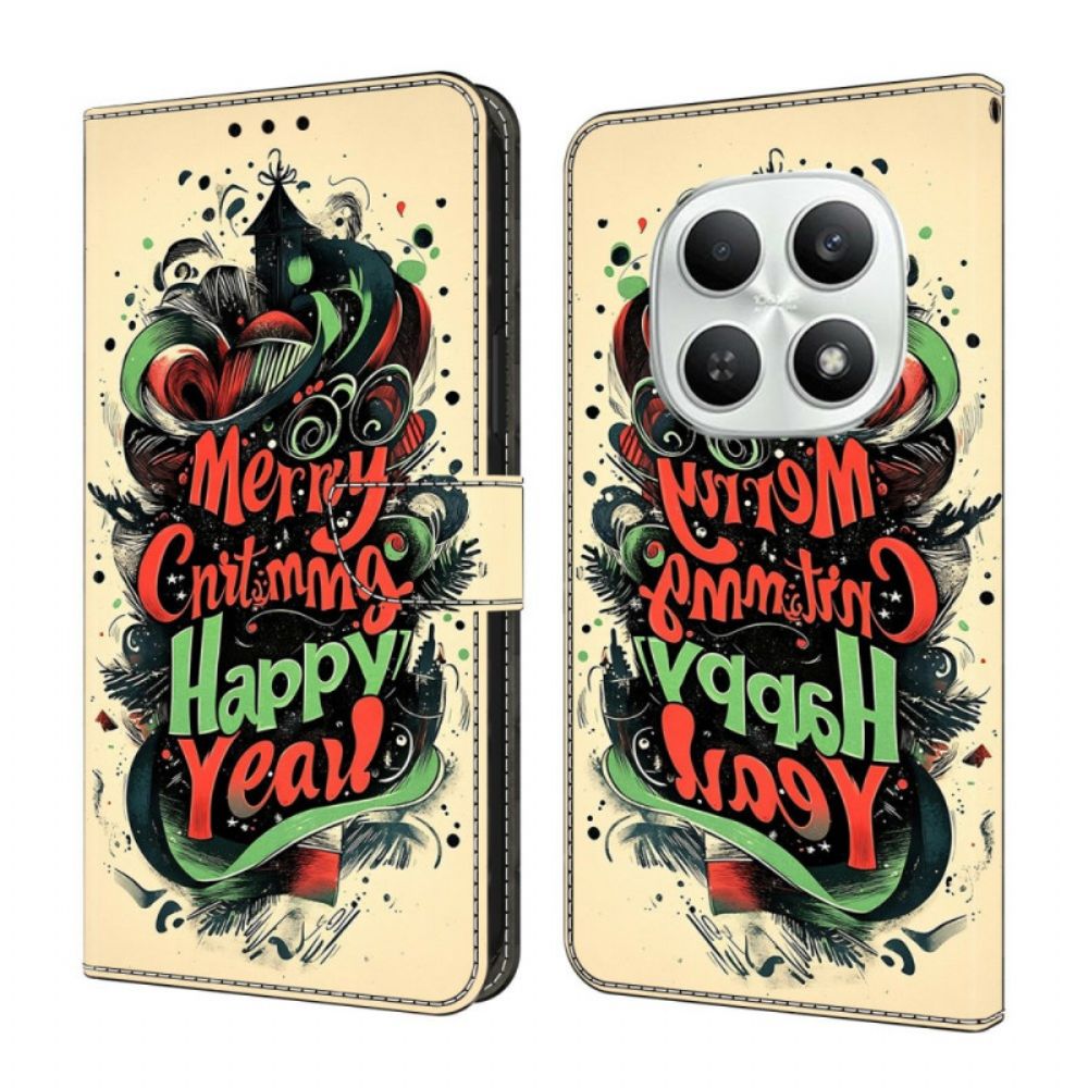 Leren Hoesje Xiaomi Redmi Note 15 5g Kerstgraffiti Bescherming Hoesje