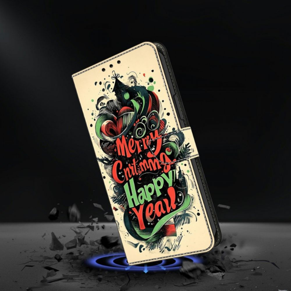 Leren Hoesje Xiaomi Redmi Note 15 5g Kerstgraffiti Bescherming Hoesje