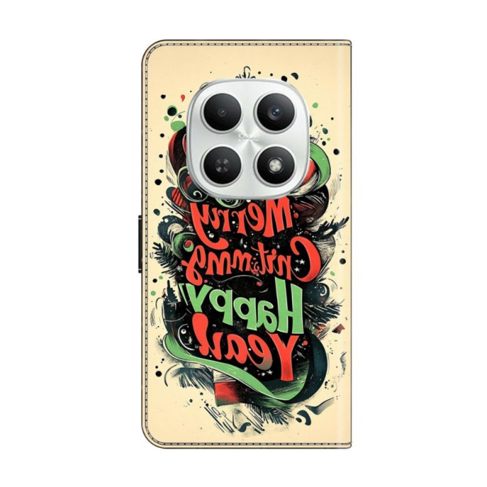 Leren Hoesje Xiaomi Redmi Note 15 5g Kerstgraffiti Bescherming Hoesje