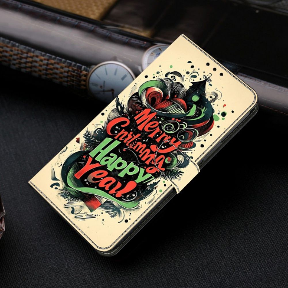 Leren Hoesje Xiaomi Redmi Note 15 5g Kerstgraffiti Bescherming Hoesje