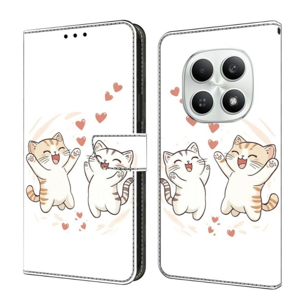 Leren Hoesje Xiaomi Redmi Note 15 5g Leuke Katten Bescherming Hoesje