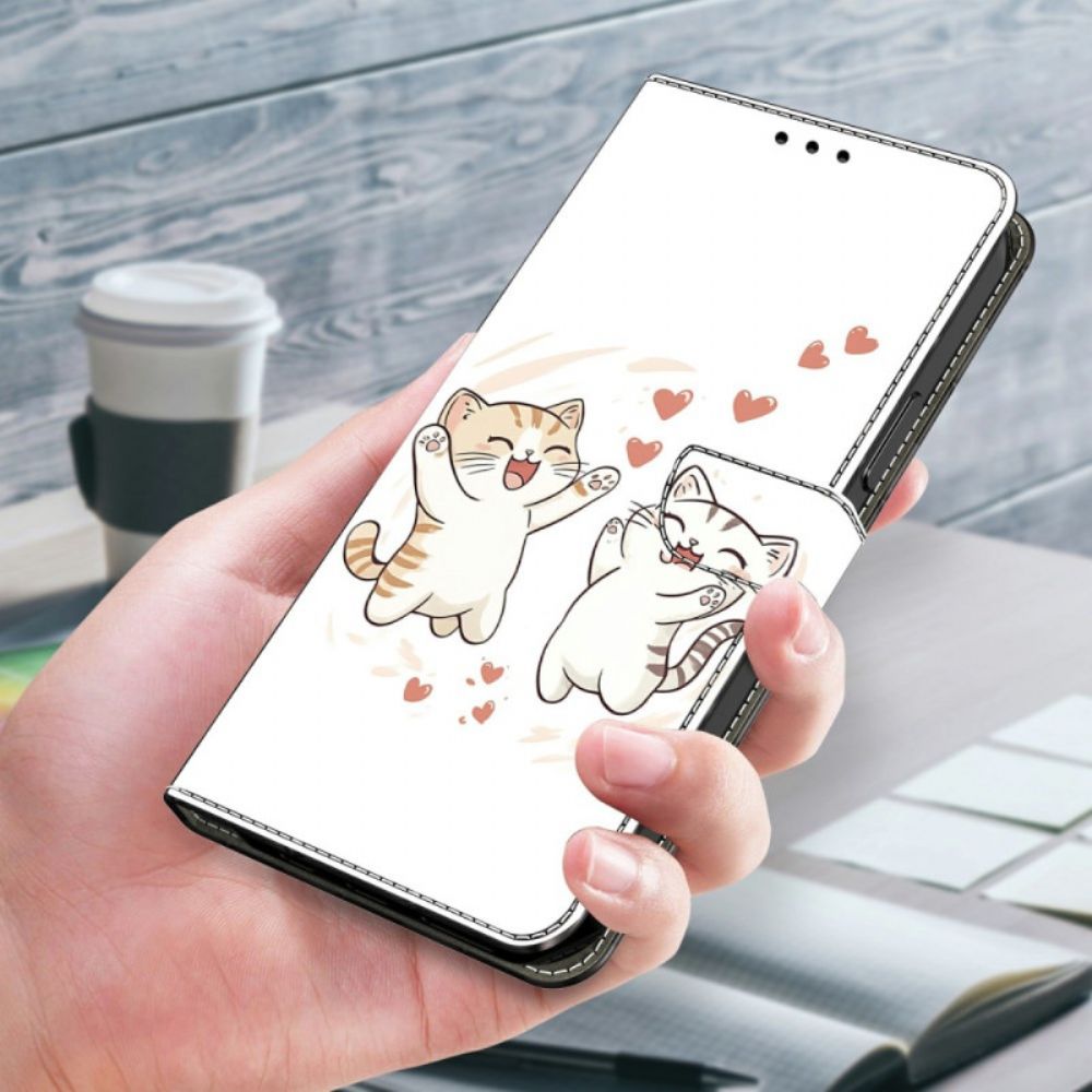 Leren Hoesje Xiaomi Redmi Note 15 5g Leuke Katten Bescherming Hoesje