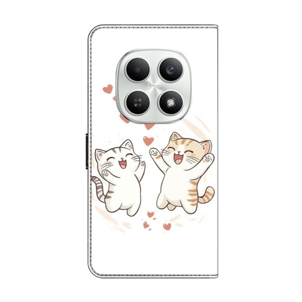 Leren Hoesje Xiaomi Redmi Note 15 5g Leuke Katten Bescherming Hoesje