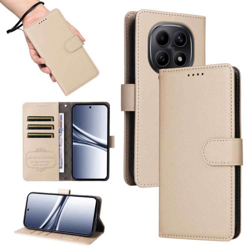 Leren Hoesje Xiaomi Redmi Note 15 5g Rfid-blokkering En Riem