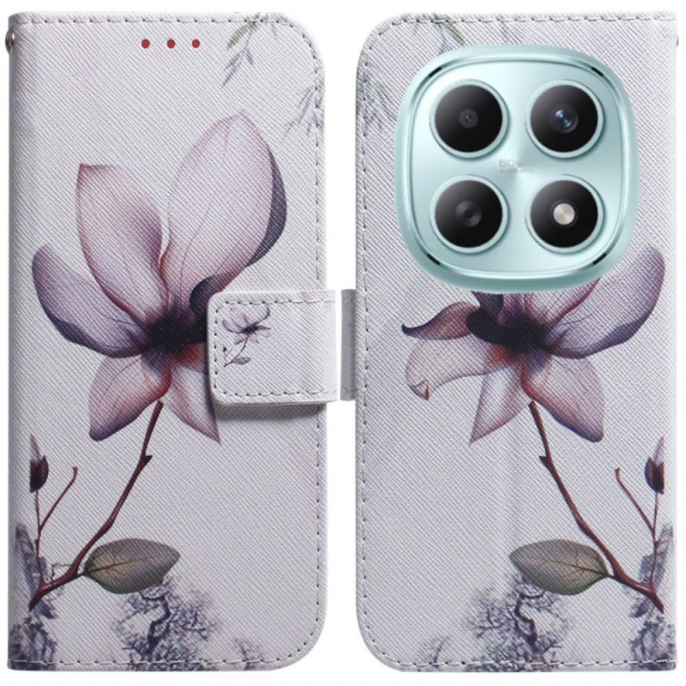 Leren Hoesje Xiaomi Redmi Note 15 5g Roze Bloem Bescherming Hoesje