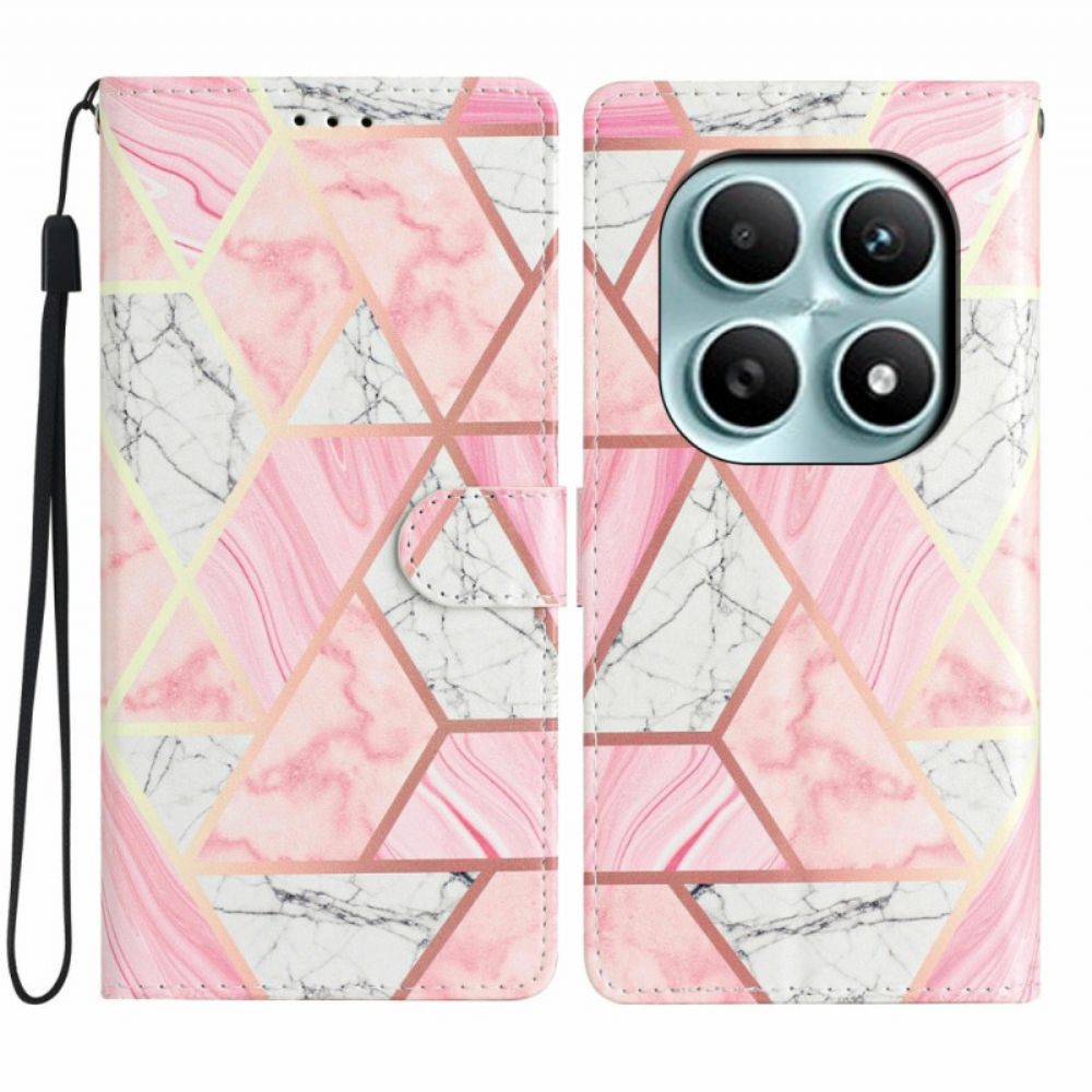 Leren Hoesje Xiaomi Redmi Note 15 5g Roze Marmer