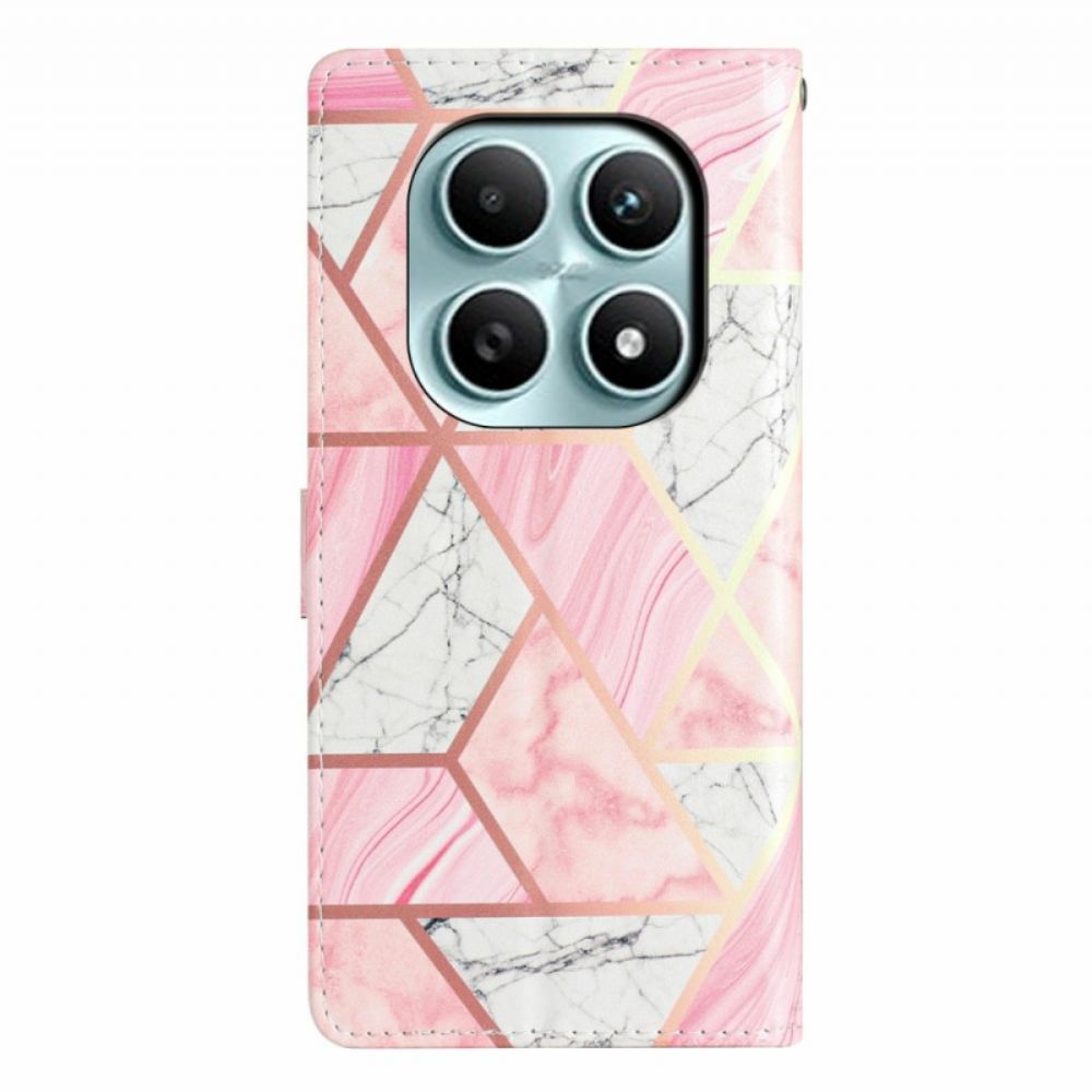 Leren Hoesje Xiaomi Redmi Note 15 5g Roze Marmer