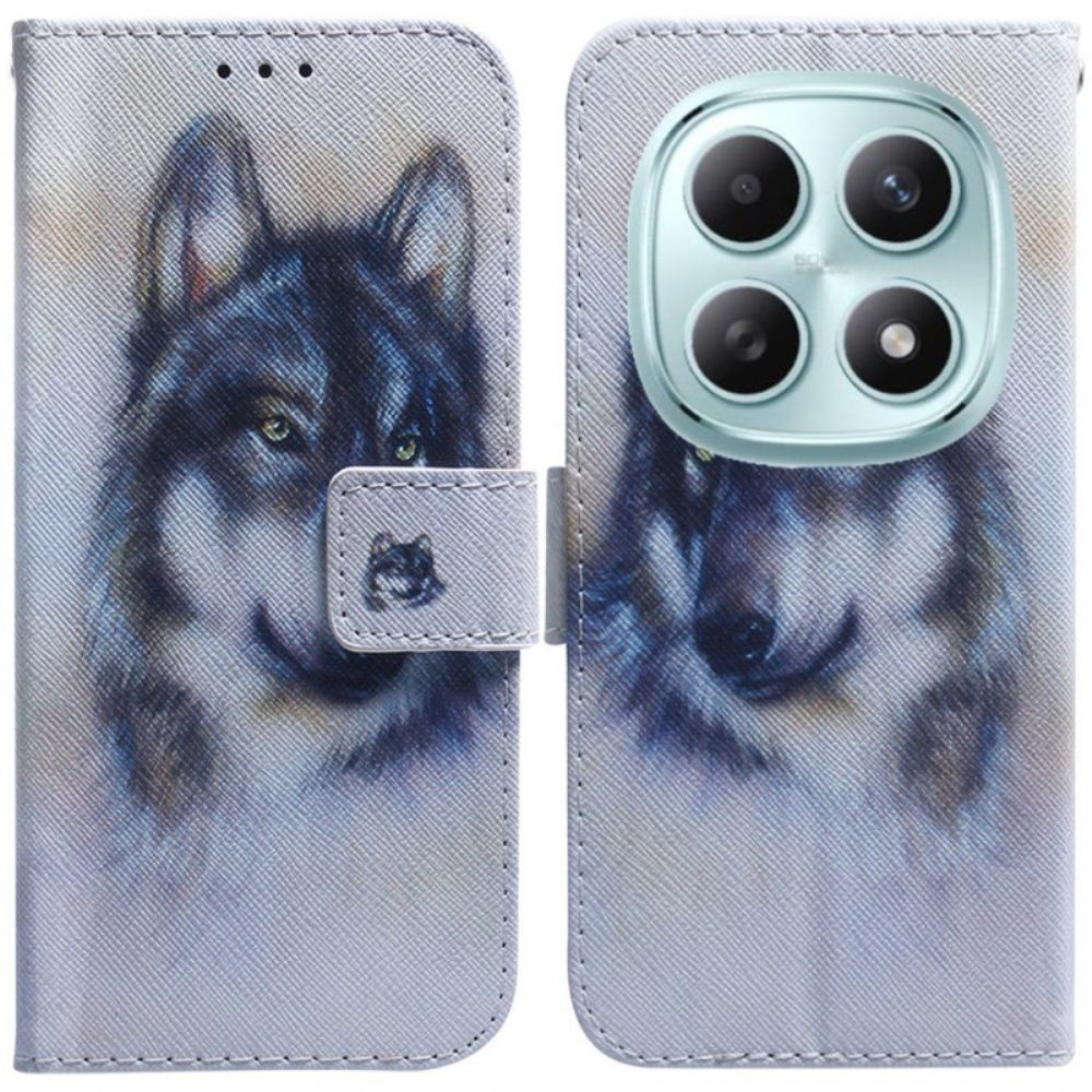 Leren Hoesje Xiaomi Redmi Note 15 5g Wolf In Aquarel