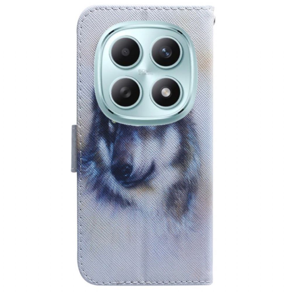 Leren Hoesje Xiaomi Redmi Note 15 5g Wolf In Aquarel