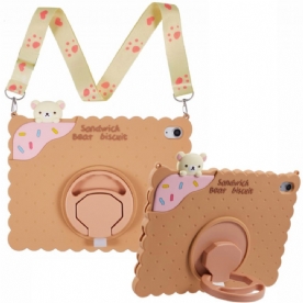 Cover Hoesje iPad (2025) Telefoonhoesje Standaard Met Biscuitdesign En Schouderband