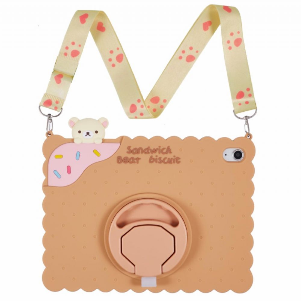 Cover Hoesje iPad (2025) Telefoonhoesje Standaard Met Biscuitdesign En Schouderband