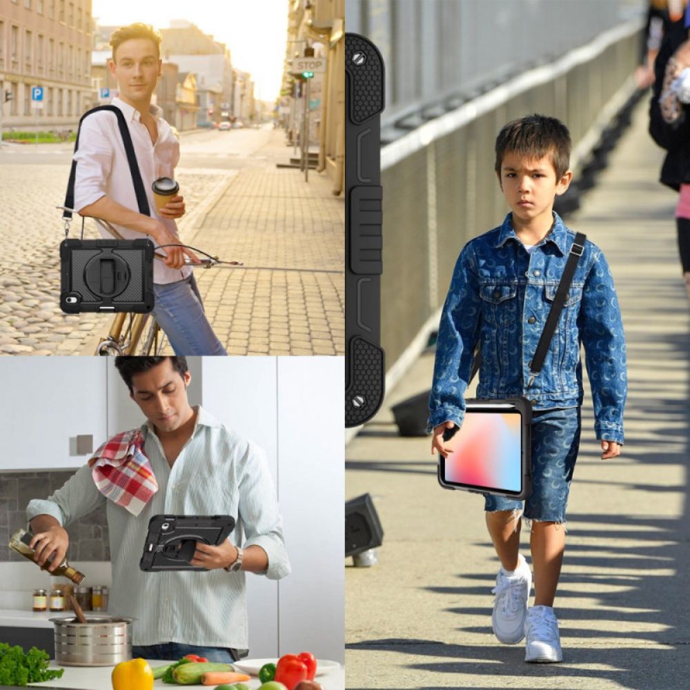 Cover Hoesje iPad (2025) Telefoonhoesje Tweekleurige Standaard En Schouderband