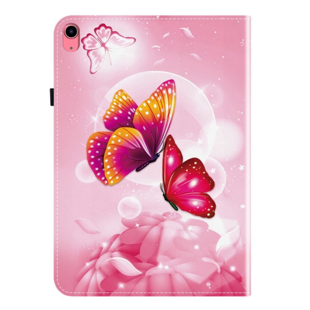Cover iPad (2025) Roze Vlinders Bescherming Hoesje