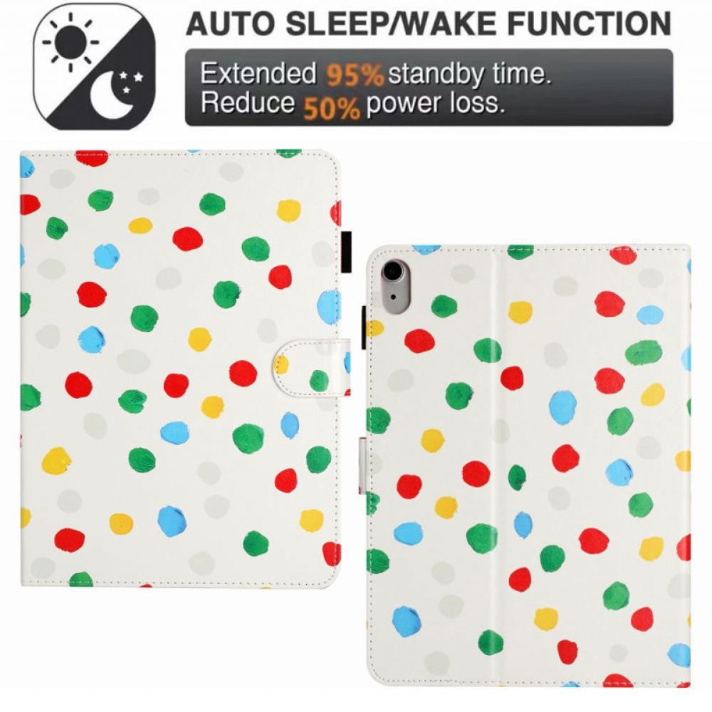 Flip Case Leren iPad (2025) Polka Dots