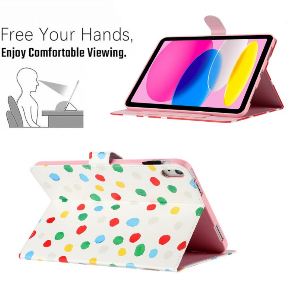 Flip Case Leren iPad (2025) Polka Dots