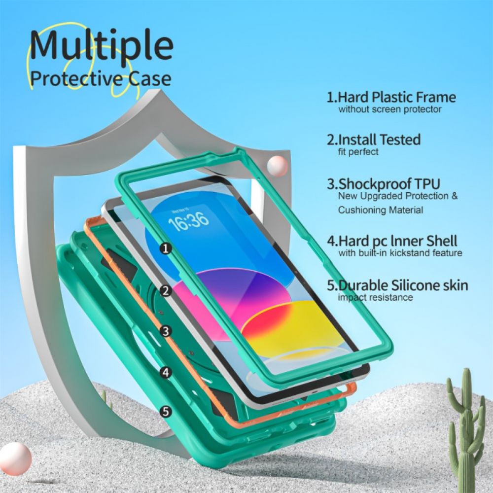 Hoesje iPad (2025) Dinosaurus Met Handvat En Standaard Voor Kinderen