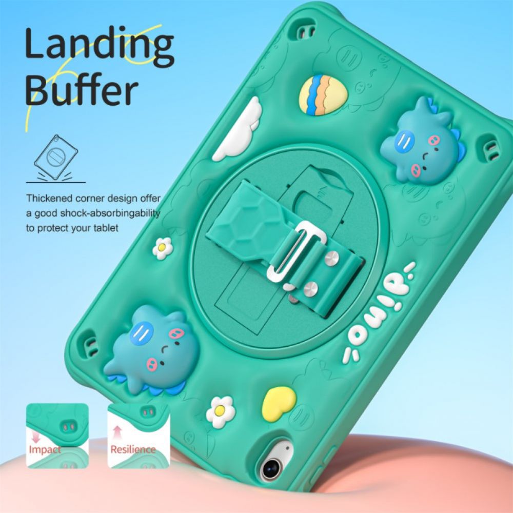 Hoesje iPad (2025) Dinosaurus Met Handvat En Standaard Voor Kinderen