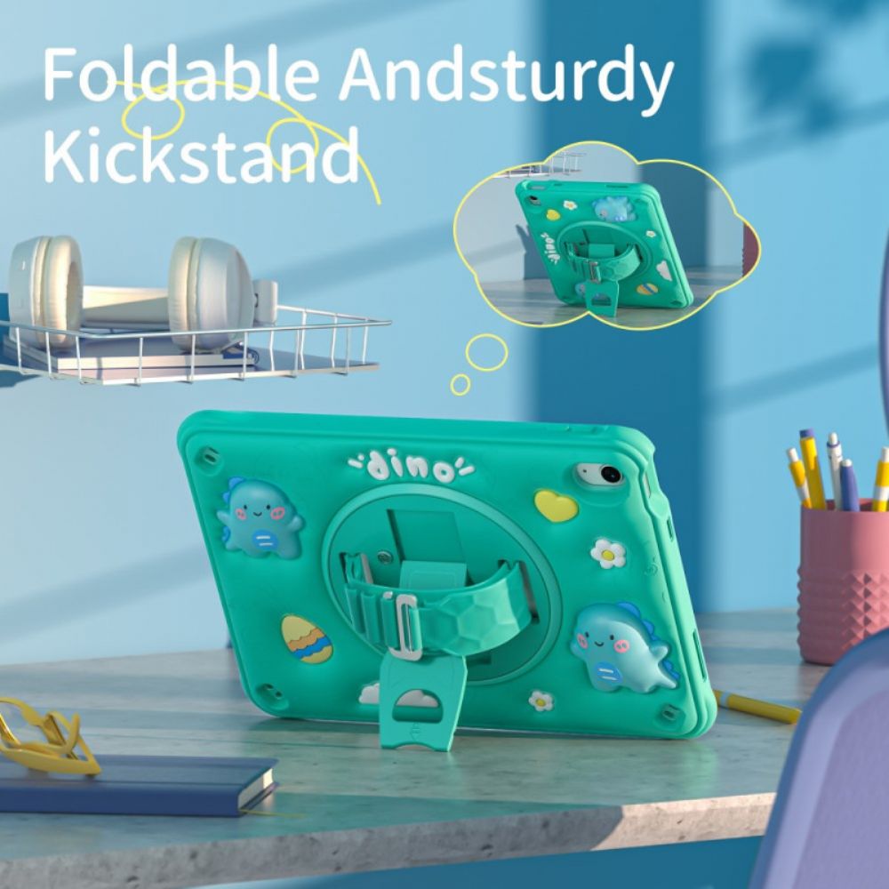 Hoesje iPad (2025) Kinderriem Met Dinosaurus En Steun