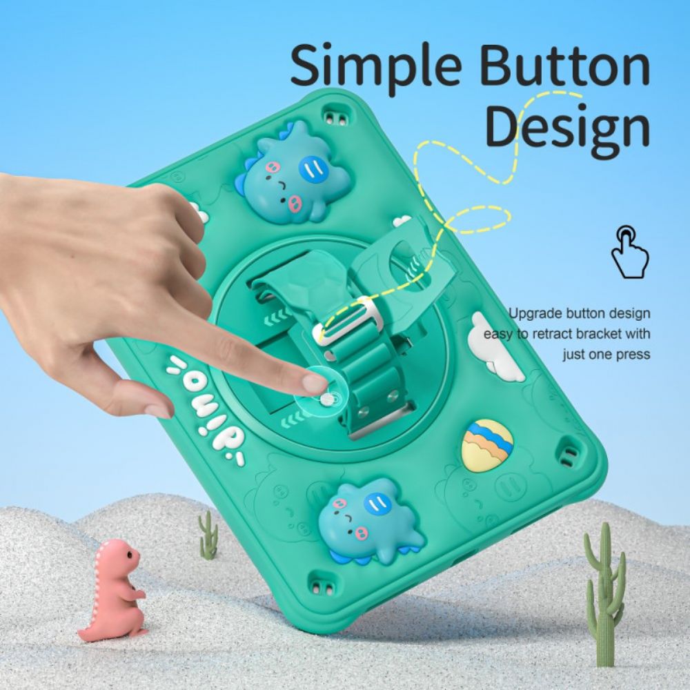 Hoesje iPad (2025) Kinderriem Met Dinosaurus En Steun