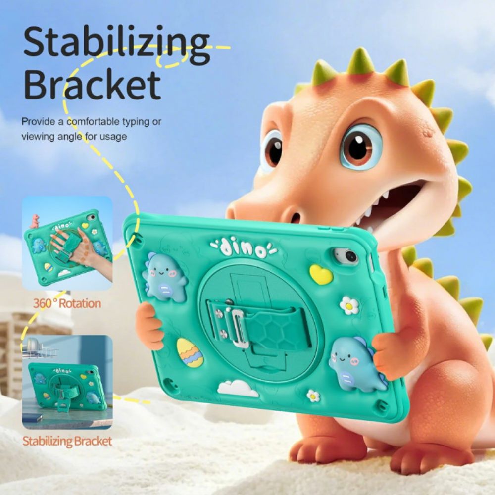 Hoesje iPad (2025) Kinderriem Met Dinosaurus En Steun