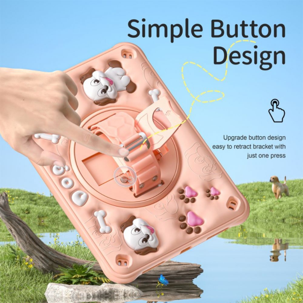 Hoesje iPad (2025) Schouderriem Met Hond En Standaard Voor Kinderen