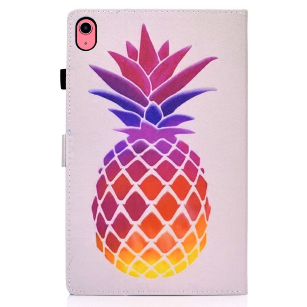 Leren Hoesje iPad (2025) Kleurrijke Ananas