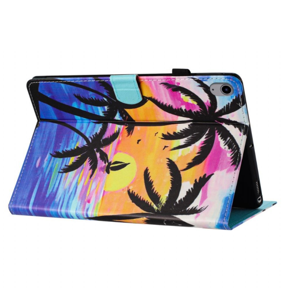 Leren Hoesje iPad (2025) Kokosbomen Bescherming Hoesje