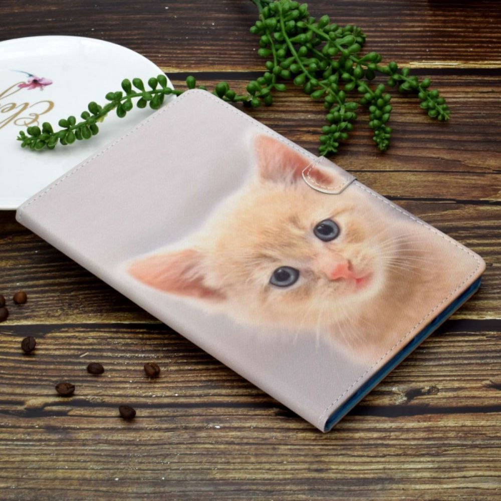 Leren Hoesje Voor iPad (2025) Gemberkleurig Kitten