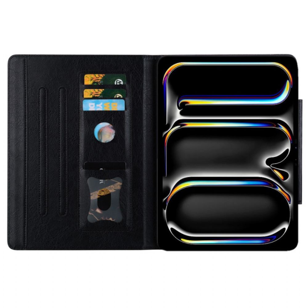 Leren Hoesje Voor iPad (2025) Magnetische Sluiting Met Kattendesign