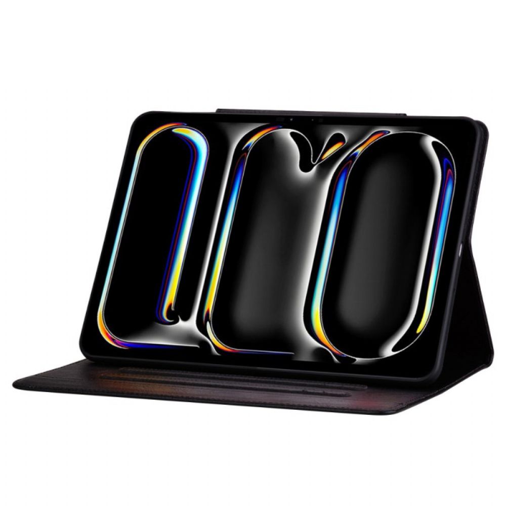 Leren Hoesje Voor iPad (2025) Magnetische Sluiting Met Kattendesign