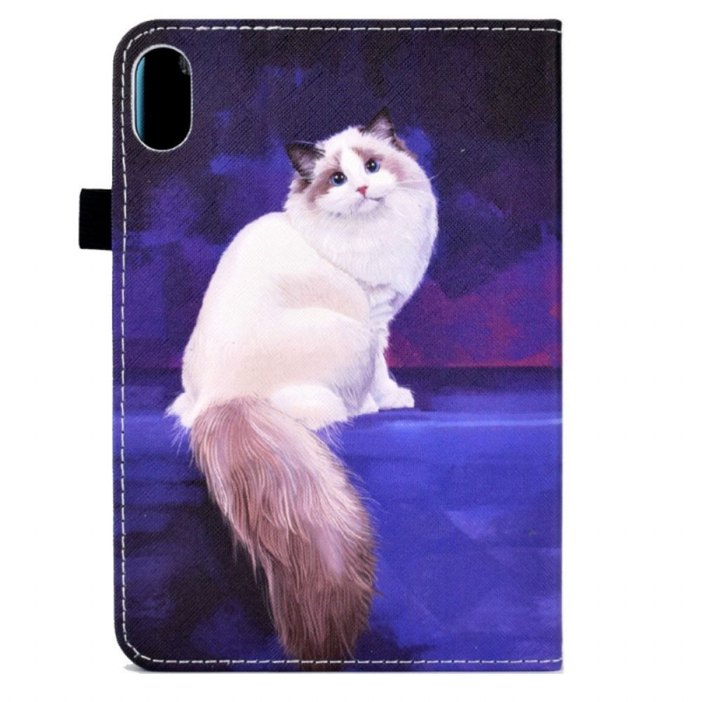 Leren Hoesje Voor iPad (2025) Witte Kat