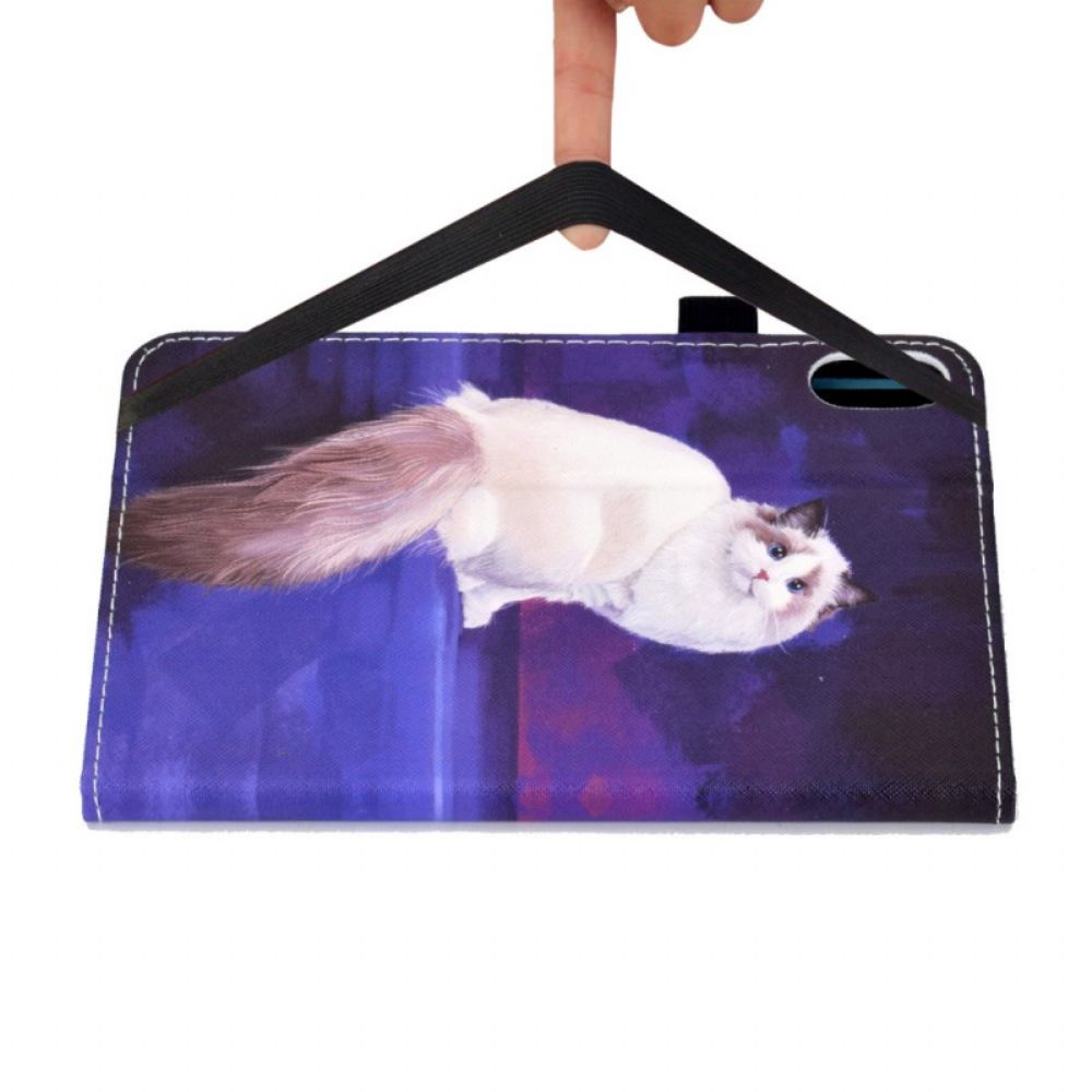 Leren Hoesje Voor iPad (2025) Witte Kat