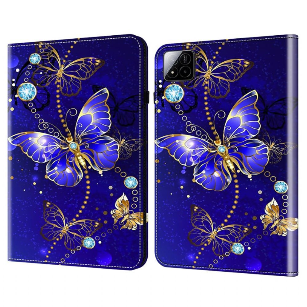 Cover Xiaomi Pad 7 / 7 Pro Blauwe Vlinders En Diamanten