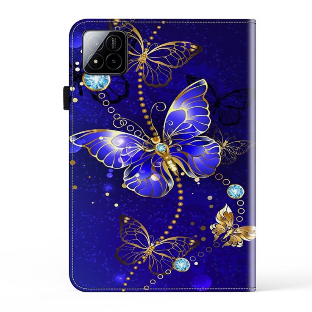 Cover Xiaomi Pad 7 / 7 Pro Blauwe Vlinders En Diamanten