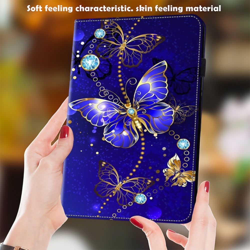 Cover Xiaomi Pad 7 / 7 Pro Blauwe Vlinders En Diamanten