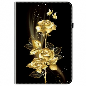 Flip Case Leren Xiaomi Pad 7 / 7 Pro Gouden Rozen En Vlinders