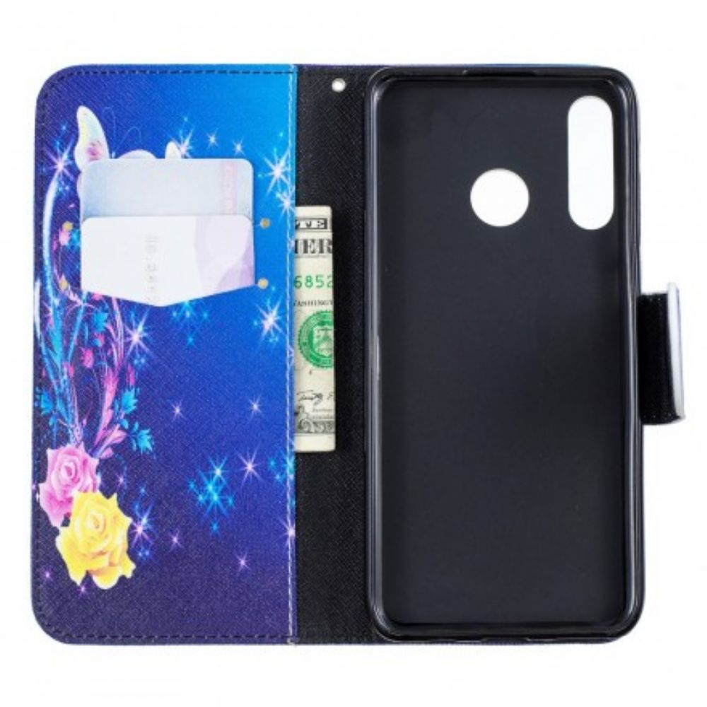 Folio-hoesje voor Huawei P30 Lite Vlinders In De Nacht