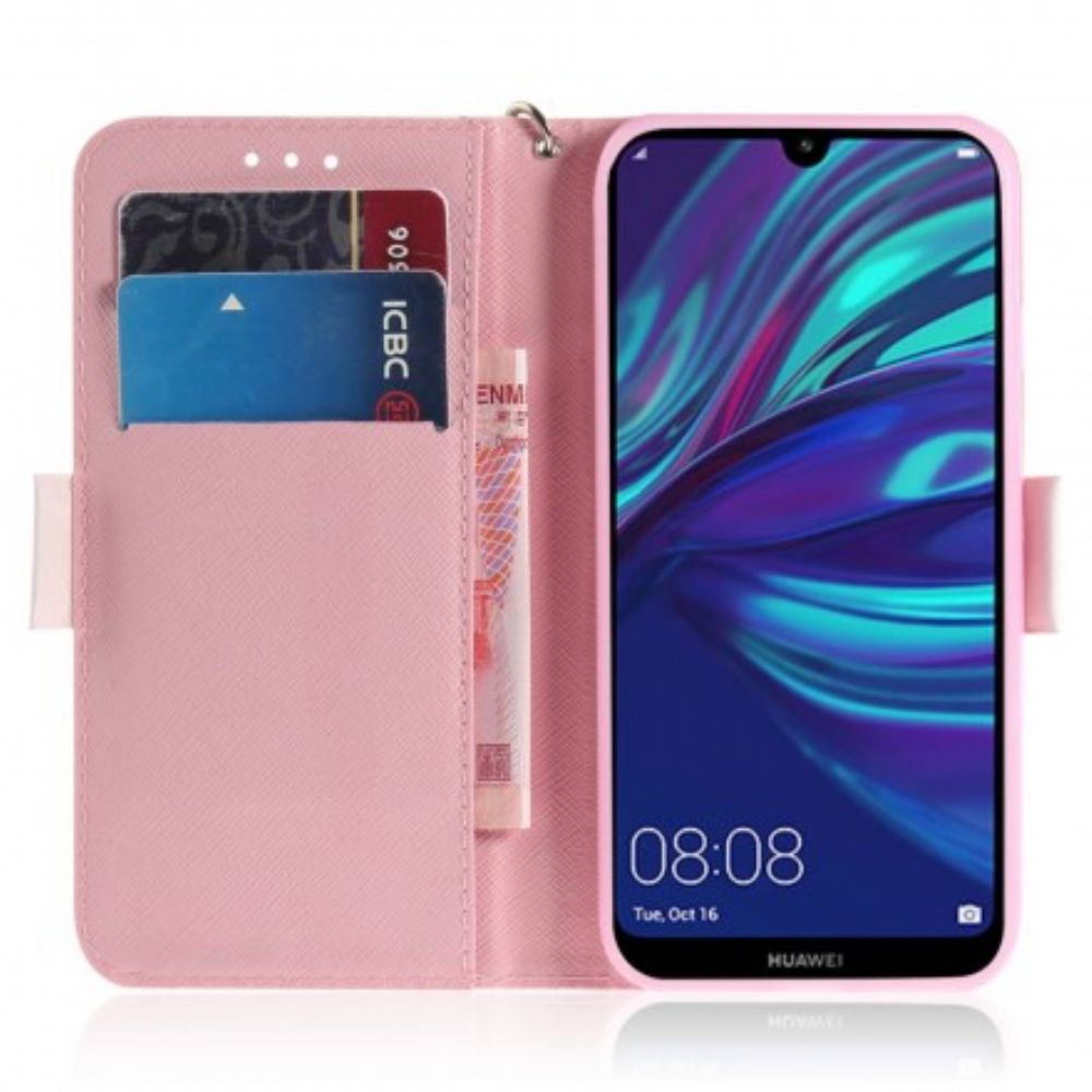 Leren Hoesje voor Huawei P30 Lite Met Ketting String Bloemenboom